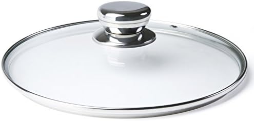 ETHDA Tempered Glass Lid, Fits Cookware of 9.5 inch, Universal Replacement for Frying Pans,Cast Iron Skillets, Instant Pots,Transparent,with Steam Vent,Stainless Steel Handle Knob (24cm)