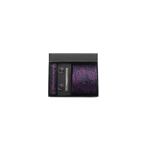 Image of Paisley Floral Mens Tie Formal Necktie Pocket Squares Ties Clips Cufflinks Classic for Men Set