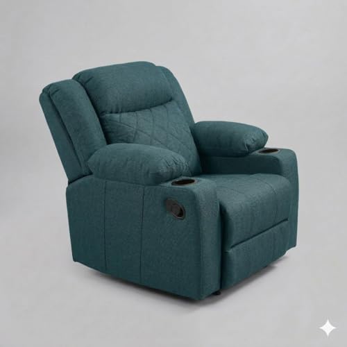Image of Amazon Brand - Solimo Cosmo | Single Seater Sofa Recliner | Manual Recliner (Velvet Teal) | 1 Year Warranty