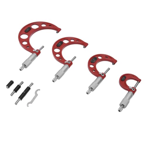 XHTLLO 4Pcs Stainless Steel Outside Micrometer Set, 0.0001in Accuracy Machinist Tool for Measuring Diameter 0?4in, Engraved Line Slip Resistance Ratchet