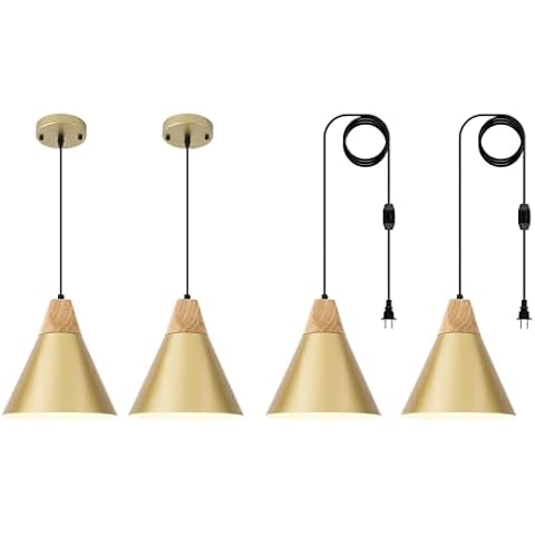 SESIMENT Gold Farmhouse Pendant Light, Gold Pendant Light 2 Packs 9.4inch, Kitchen Pendant Lights, Industrial Pendant Light, Farmhouse Pendant Lights Kitchen Island for Kitchen, Bedroom, Bar Cover