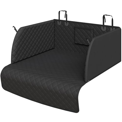 PETICON SUV Cargo Liner for Dogs, Waterproof Trunk Cover with Cushioned Sides to Protect Pet, Full Coverage Non-Slip Seat Cover for SUVs with Bumper Flap Protector