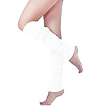 v28 Women 80s Party Warm Costume Marathon Knit Long Socks Leg Warmers（T60-White）