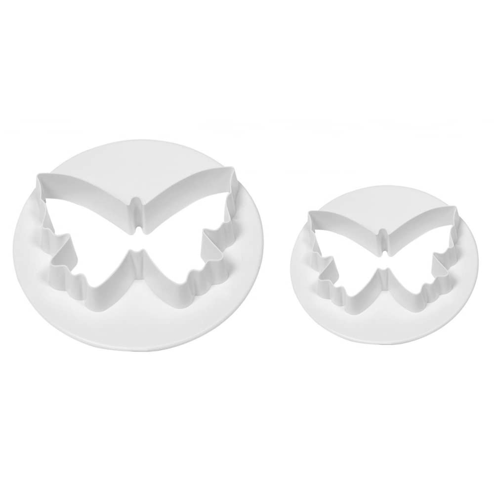 PME BU491 Set of 2 Butterfly Plastic Icing Cut Out Cutters Sugarcraft Cake Decorating, White