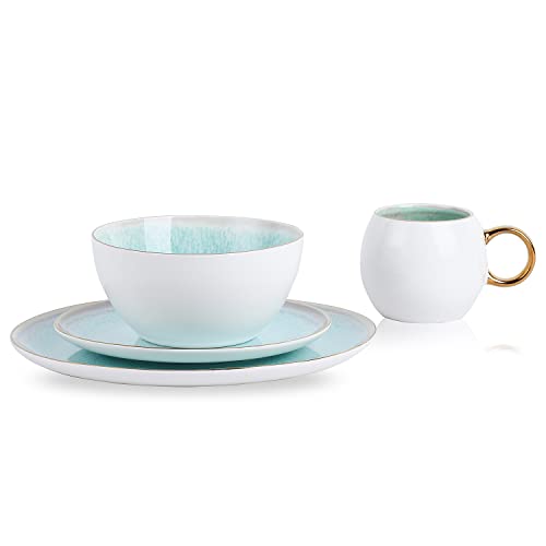 Stone Lain Josephine Porcelain Dinnerware Set, 16-Piece Service for 4, Mint - Image 8