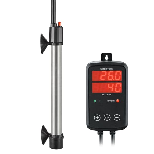 Image of 500W Titanium Aquarium Heater, Submersible Fish Tank Heater with Digital Display Temperature Controller, 0℃-40℃ Adjustable, Fast Heating for 65~95 Gal Saltwater Reef Fish Tank, MX-9016(500W)