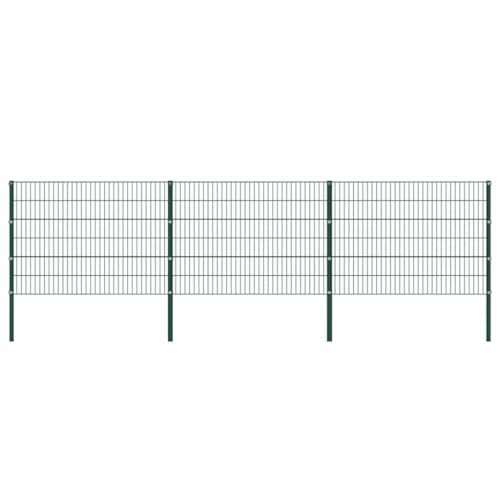 vidaXL Panel de Valla con Postes de Hierro 522x120 cm Verde