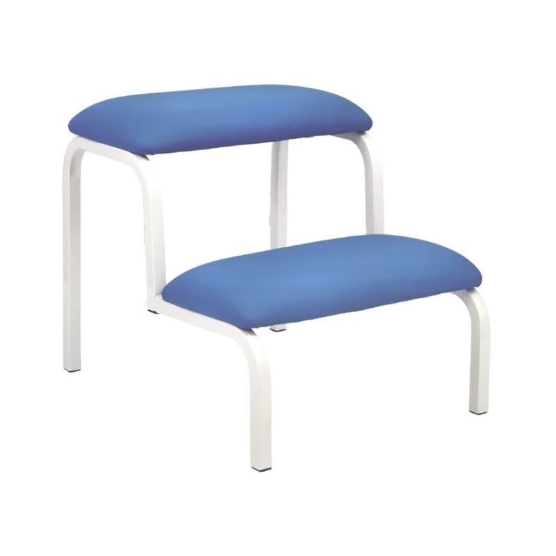 PLUS SANTE - Pack Table d'Examen Médicale Zelia avec Tabouret et Marche-Pied Inclus, Manuel avec Verin à Gaz, Largeur 75 cm (Bleu)