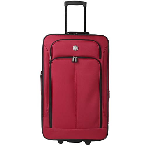 Travelers Club Genova 4-Piece Softside Upright Luggage Set, red