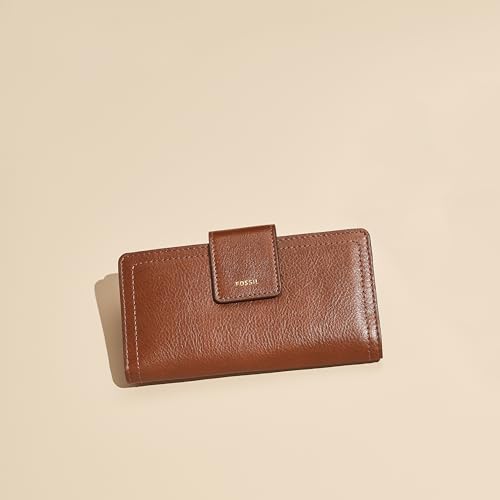 Image of Fossil Women's Logan Leather Wallet RFID Blocking Tab Clutch