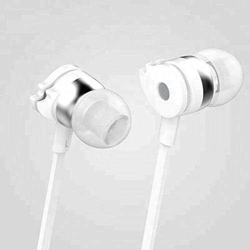 Image of Celebrat Series D1 Flat Wired Plastic in-Ear Earphone Stereo Sound Mobile Earphones with Mic (White)