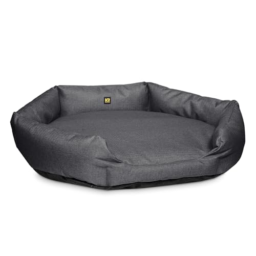 Image of K9 Ballistics Tough Ripstop Oval Bolster Dog Bed, Medium, Titanium | Calming Round Den Shape, Durable & Scratch Resistant, Machine Washable