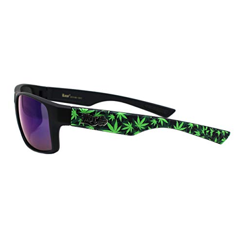Locs Sunglasses Marijuana Leaf Pot Cannabis Mens Rectangular Matte Frame UV 4004