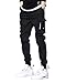 ORANDESIGNE Hommes Combat Travail Pantalon Cargo avec Poches Boucle Bretelles Techwear Pantalon, Hommes Travail Pantalon Décontracté, Mode àÉlastique Pantalon F Noir S