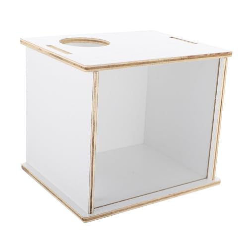 STOBOK 多機能透明アクリル浴槽 木製カバー付きハムスター砂浴び箱 チンチラ用トイレ兼用尿盆小動物用 設計