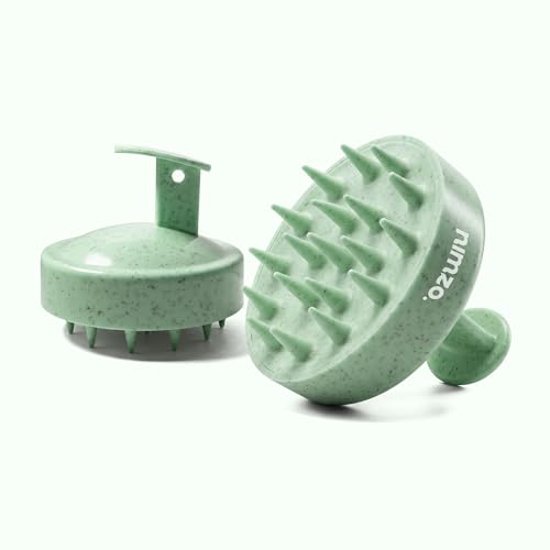 Image of Nimzo Silicone Scalp Massager Shampoo Brush | Hair Massager for Hair Growth, Dandruff Removal, Blood Circulation | Exfoliate (Mint Green)