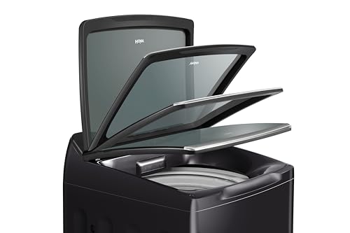 غسالة فوق أوتوماتيك بمحرك انفرتر بنظام الحركة المباشرة مع لوحة تحكم في الجزء الخلفي وباب سهل الإغلاق من هاير، لون فضي غامق، سعة 11 كجم - HWM110-B2178S