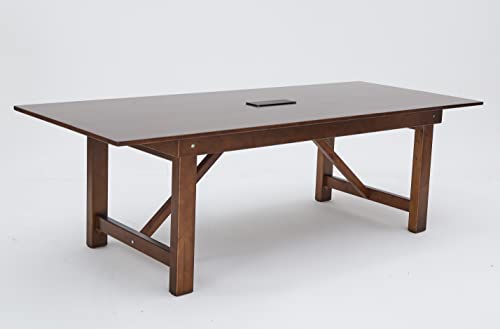 woJKod Pine Wood 8FT Table Rectangular, Kitchen Dining Table, Modern Conference Desk Table for Office-Bouns Socket/Console