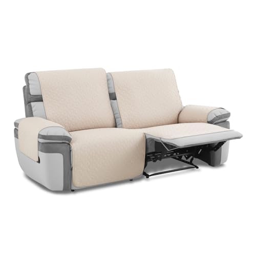 MAXIFUNDAS | Cubre Sofá Relax Slam | Color Beige | 2 Plazas | Acolchado, Reversible, Antideslizante y Repelente a Líquidos | Ideal para Hogares con Mascotas y Niños