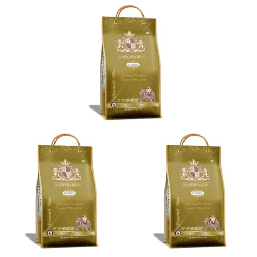 Image of Haryana King Pulao Basmati Rice - 5kg | Long Grain | Naturally Aromatic & Quick Cooking | Ideal for Veg & Peas Pulao, Fried Rice & Everyday Dishes | Non-Sticky (Pack of 3)