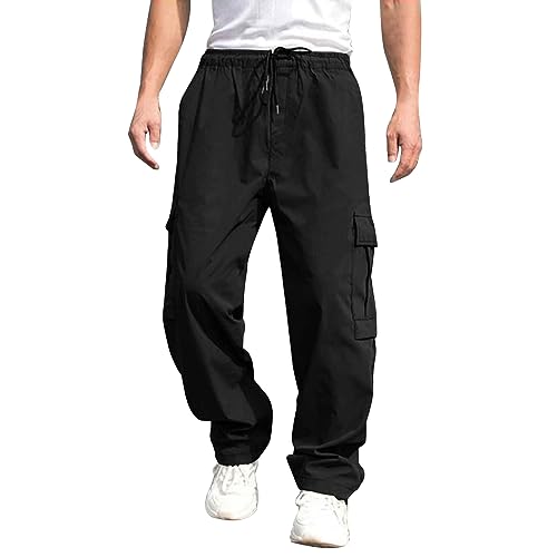 THWEI Mens Cargo Pants Casual Baggy Drawstring Loose Fit Hip Hop Pants with Pockets