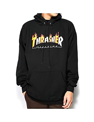 THRASHER Felpa cappuccio Flame Mag Hood nera