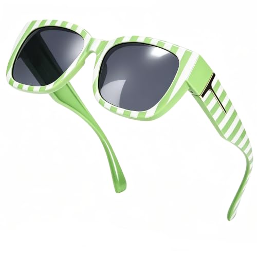 Image of SIPHEW Mirrored Sunglasses Polarized Fit Over Glasses for Women - Trendy Large Square w UV400 Protection Sun Glasses