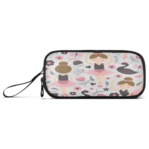 Image of Big Capacity Pencil Case Cute Ballerina Girl 3 Compartment Pen Bag Pouch Holder Box for Office College School Portable Storage Bag for Kids