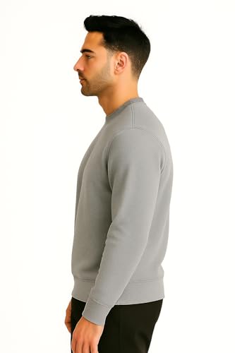 Image of Big Button Solid Cotton Rich Light Weight Round Neck Sweatshirt