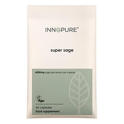 INNOPURE Super Sage Leaf 4000mg - No fillers or Binders. For Menopause Symptoms - High Strength - Hot Flushes & Night Sweats - 2 Month Supply - Vegan - UK made Cover
