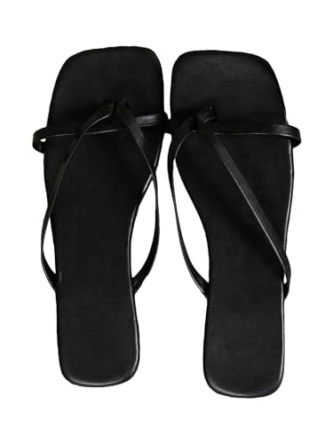 GORGLITTER Women's Strappy Square Toe Sandals Dressy Summer Cute Thong Sandals Flip Flops