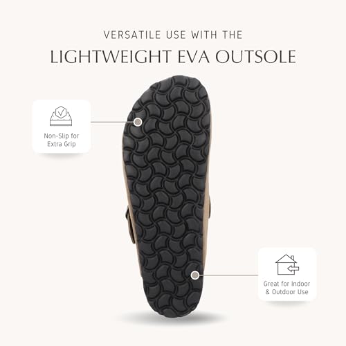 NAVARRO Women’s Suede Slippers – Premium Italian-Style Indoor/Outdoor Slip-On House Shoes – Anatomic Cork Footbed, Arch Support & EVA Sole – Made in Europe4