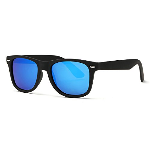 kimorn polarisé Lunettes de soleil Classic Unisex Horn Rimmed 80's Retro Eyewear AE0300 (Noir&Bleu clair, 52)