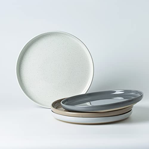 famiware 4-teiliges Salatteller-Set, 19,1 cm Dessertteller, kratzfest, Steingut, Geschirr, Küche, moderne rustikale Servierschalen, mehrfarbig Cover