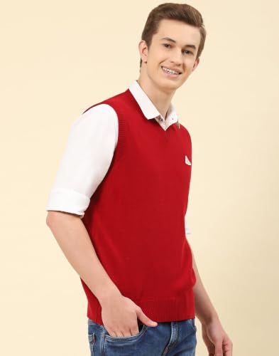 Image of Monte Carlo Men Regular Fit Sleeveless Solid V Neck Winter Sweater (Pack of 1)