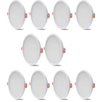 D'Mak 22 Watt Round LED PC Panel Light for POP & False Ceiling - Warm White (Pack of 10)