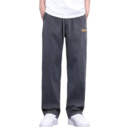 Men's Summer Thin Jeans Loose Fit Wide Leg Elastic Waist Casual Denim Trousers Plus Size