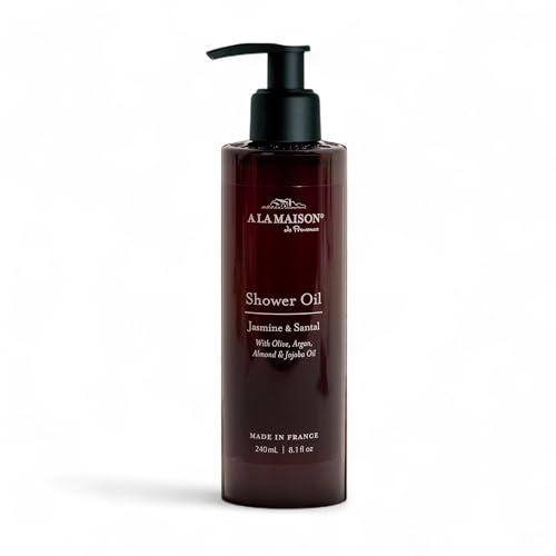 A LA MAISON Cleansing Shower Oil Hydrating Body Wash Alternative with Olive Argan & Jojoba Oils Plant-Based Biodegradable Made in France 8.1 fl oz Amber Collection