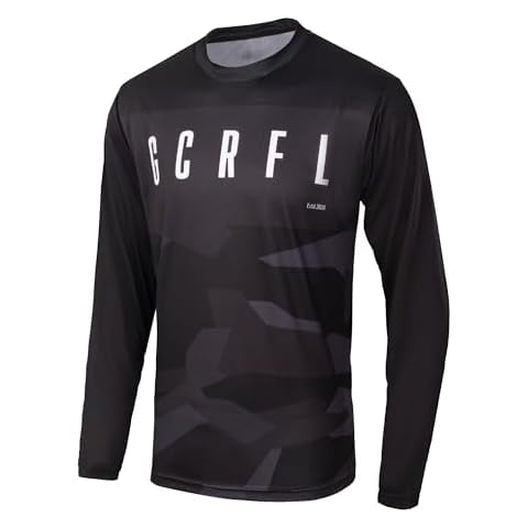 GCRFL Men's Cycling Jersey Shirt Long Sleeves Downhill, MTB, Off-Road Bike Jersey Racing Riding Mountain Bike Motocross Shirt (Black, M) Cover