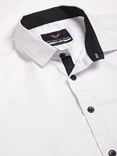 Image of Majestic Man Slim Fit Solid Cotton Blend Formal Shirt for Men