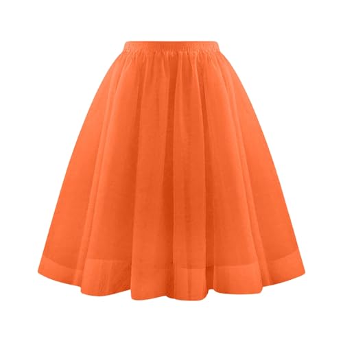 JVHYANFUL tüllrock orange Orangenes Tütü, Pailletten Rock Damen - Geschichtet Tanzrock Kurz Tanzkleid Klassisch Kleid Rockabilly High Waist Tutu...