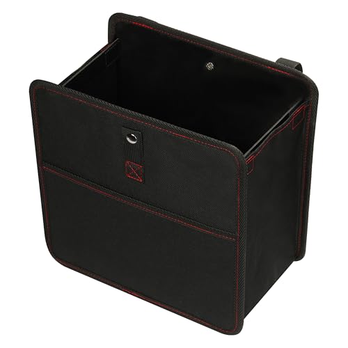Image of Simple Deluxe 3 Gallon Car Trash Can, Leak-Proof Car Garbage Can with Storage Pockets, Collapsible, Portable and Waterproof, Black