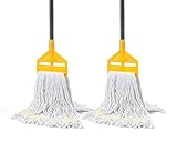 KeFanta 2 Pack Commercial Mop Heavy Duty Industrial Mops,60 inch Long Handle with Looped-End String Cotton Wet Mop Head Replacement for House,Kitchen,Laminate,Tile,Vinyl,Hardwood Floor Cleaning