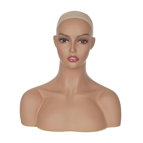 Cabeza de maniquí realista con soporte para exhibir pelucas y joyas