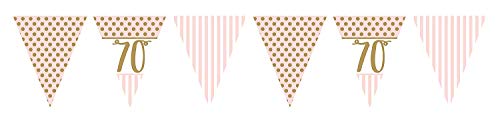 Creative Party Age 70 Metallic Print Flag Bunting, Pink Chic