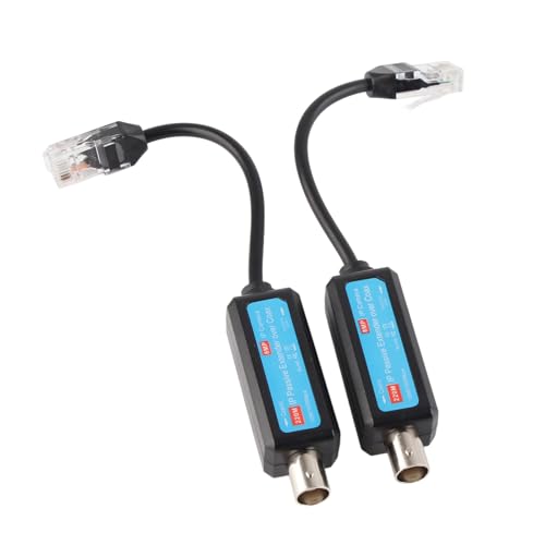 Cunyuer Network Coaxial Transmitter, 1Pair 10/100Mbps Passive IP 1CH Ethernet Over Coax Receiver Extender for IP NVR Camera