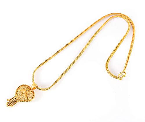 Image of Handicraft Kottage 1 gm Micro Gold plated Stylesh Modern Brass Chain Pendant locket Necklace for Men,women and kids Ganesh ganapti ganpati bappa (Style3)