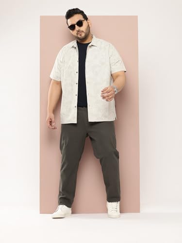 Image of Thomas Scott Men's Smart Plus Size Regular Fit Solid 100% Cotton Chinos Trouser with 4 Pockets | Woven Casual Pants