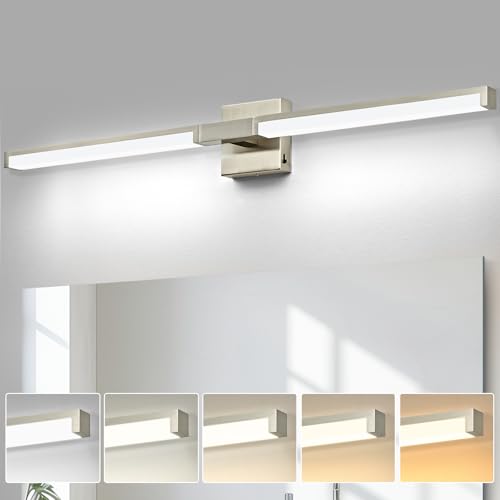Image of OKELI Modern Bathroom Light Fixtures Over Mirror, 40 Inch Brushed Nickel Vanity Light Bar for Bathroom, 24W 5CCT Diammable Wall Light