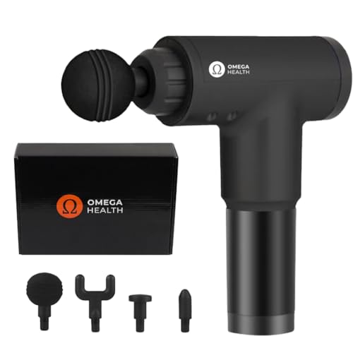 Massage Gun for Deep Tissue, Back Neck Muscle Relief, Percussion Massager for Athletes, Body Back Muscle Massager with 4 Massages Heads & Silent Brushless Motor